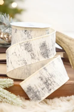 2.5" x 10 Yard Glitter Birch Bark On Cotton