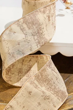 4" x 5 Yard Gold Jacquard Dupion Ribbon