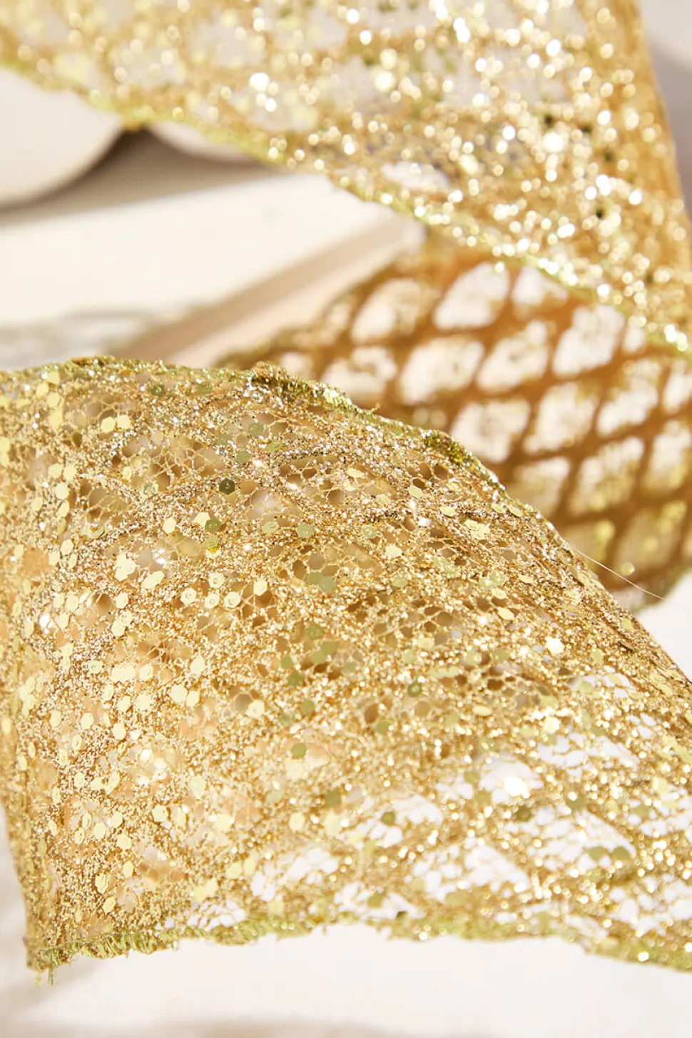 4" x 10 Yard Gold Mesh Wired Ribbon