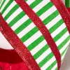 4" x 10 Yard Green and White Striped Ribbon