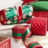 2.5" x 10 Yard Green Lamé with Red Glitter Stripe Ribbon