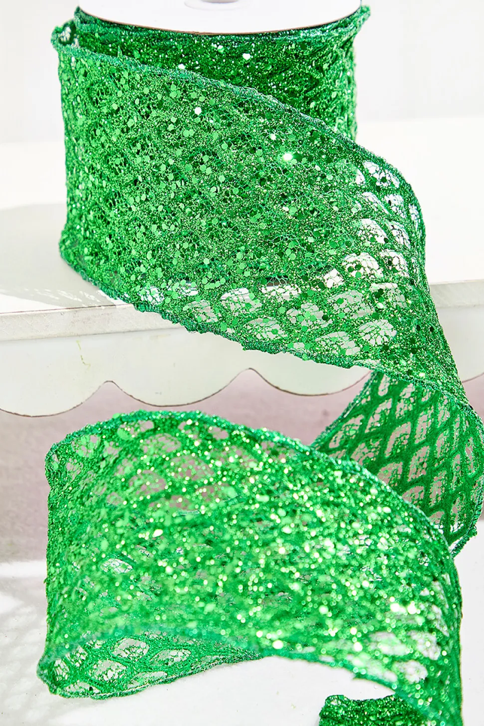4" x 10 Yard Green Mesh Wired Ribbon