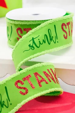 2.5" x 10 Yard Green Stink! Stank! Stunk! Velvet Storyville Ribbon