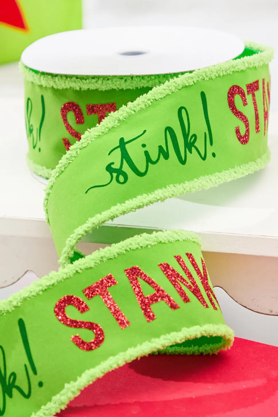 2.5" x 10 Yard Green Stink! Stank! Stunk! Velvet Storyville Ribbon