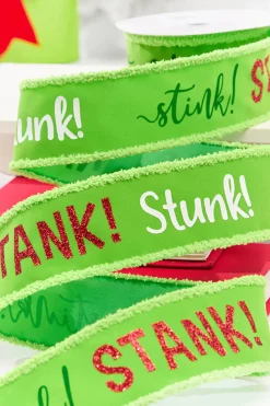 2.5" x 10 Yard Green Stink! Stank! Stunk! Velvet Storyville Ribbon