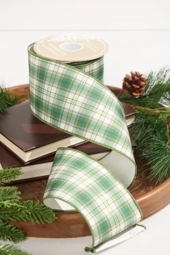 4" x 10 Yard Hunter Green Plaid Ribbon