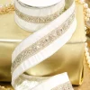 2.5" x 5 Yard Jewel Trim Dupion Metallic Back Ribbon