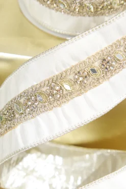 2.5" x 5 Yard Jewel Trim Dupion Metallic Back Ribbon
