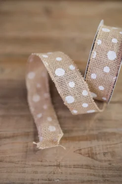 1.5” X 10 Yard Jute Polka-Dot Ribbon