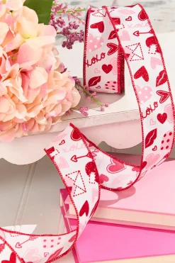 1.5" x 10 Yard Letters/Hearts/ XOXO Patterned Ribbon