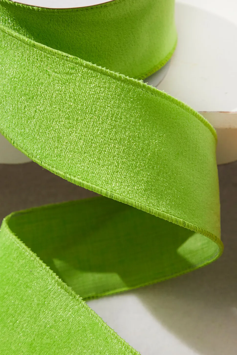 2.5" x 10 Yard Lime Green Velvet Wired Ribbon