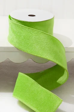 2.5" x 10 Yard Lime Green Velvet Wired Ribbon