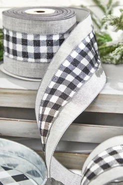 4” x 10 Yard Metallic Check Solid Edge Wired Ribbon