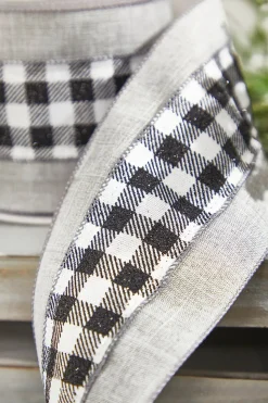 4” x 10 Yard Metallic Check Solid Edge Wired Ribbon