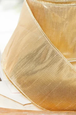 4" x 10 Yard Metallic Dupioni Ribbon Gold