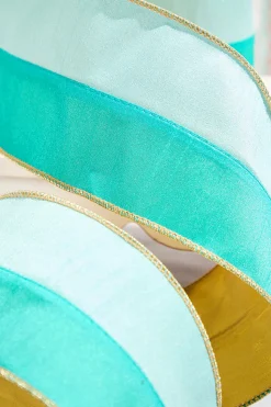4" x 10 Yard Mint/Aqua Colorblock Dupioni