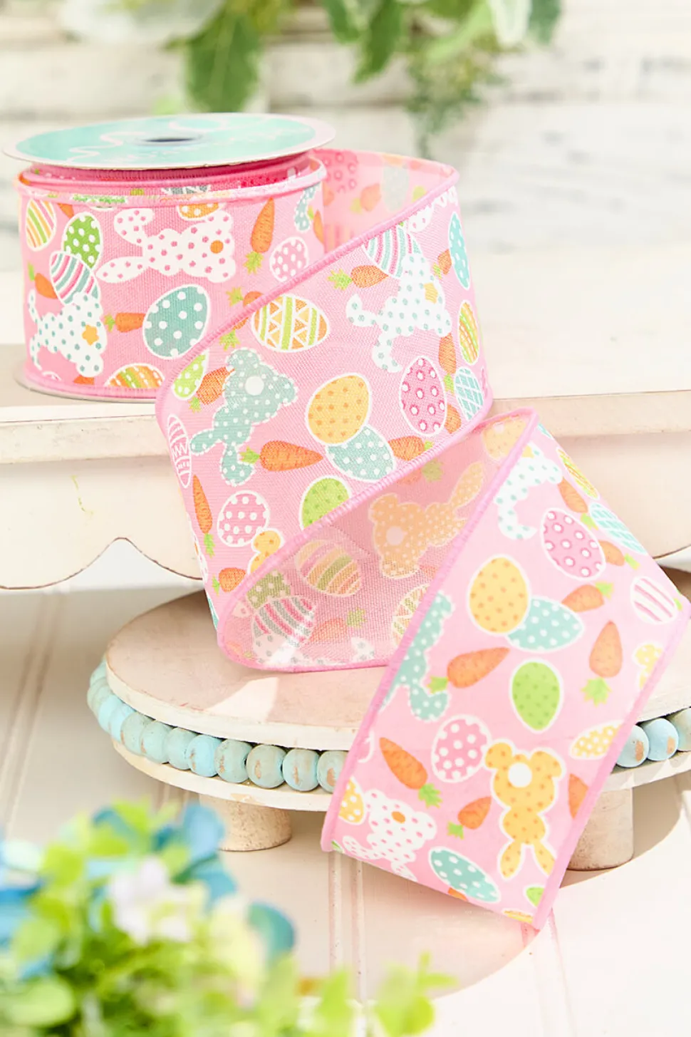 2.5" x 10 Yard Pink Easter Patterned Ribbon