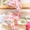 2.5" x 10 Yard Pink Gingerbread with Candy Ribbon