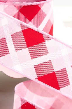 2.5" x 10 Yard Pink/ Red Plaid Ribbon