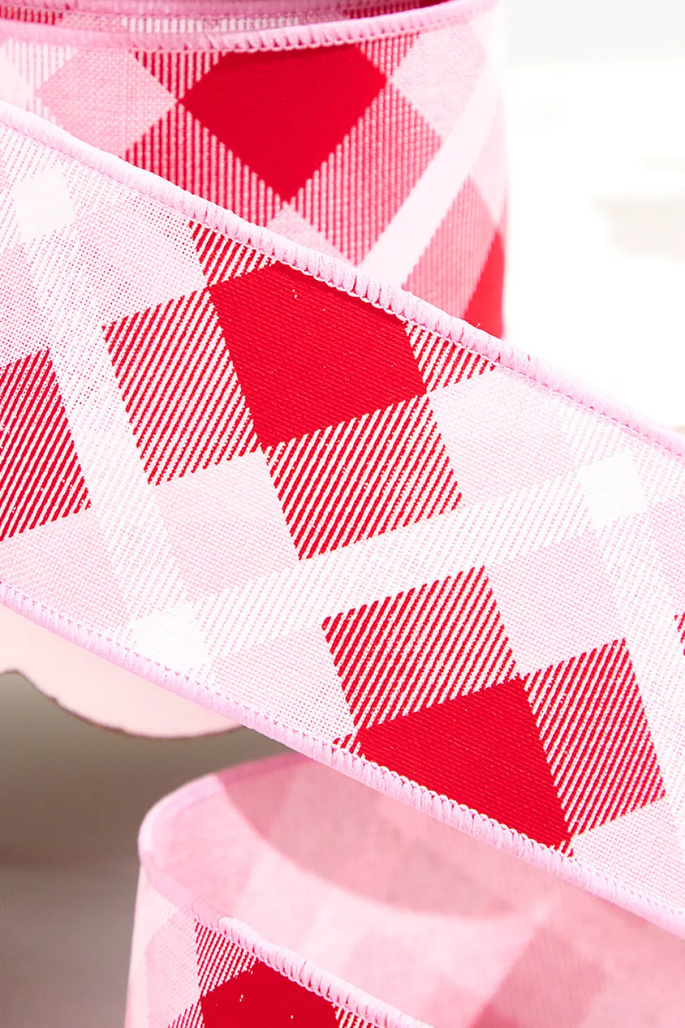 2.5" x 10 Yard Pink/ Red Plaid Ribbon