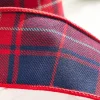 2.5” x 5 Yard Plaid Check Tafetta Ribbon - Red/Navy