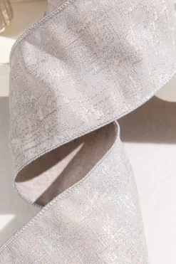 4" x 5 Yard Platinum Jacquard Dupioni Ribbon