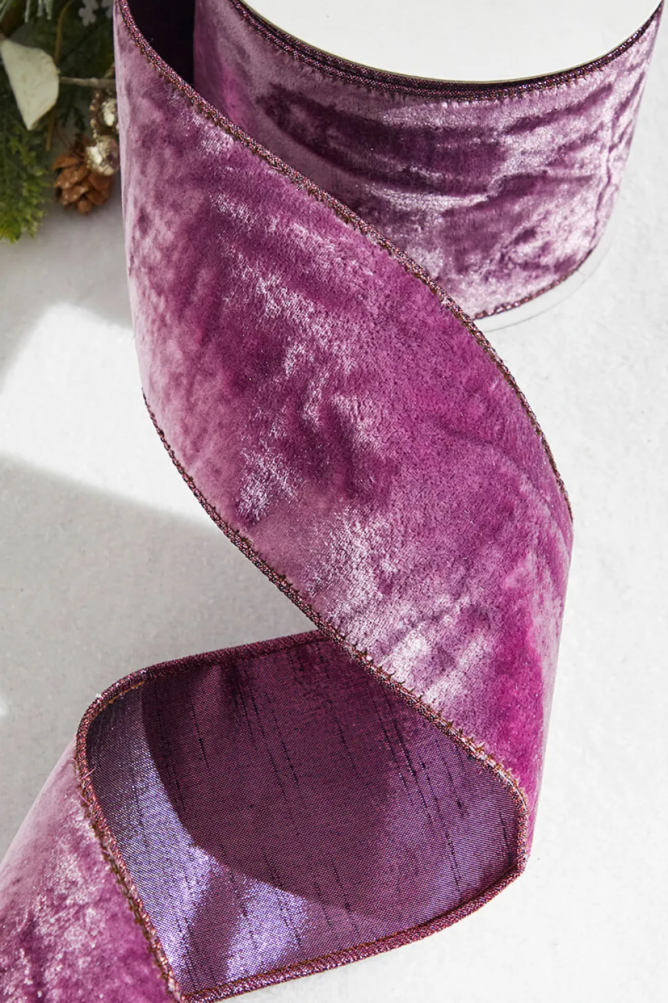 4” x 10 Yard Purple Lavender Crown Velvet Metallic Back Ribbon