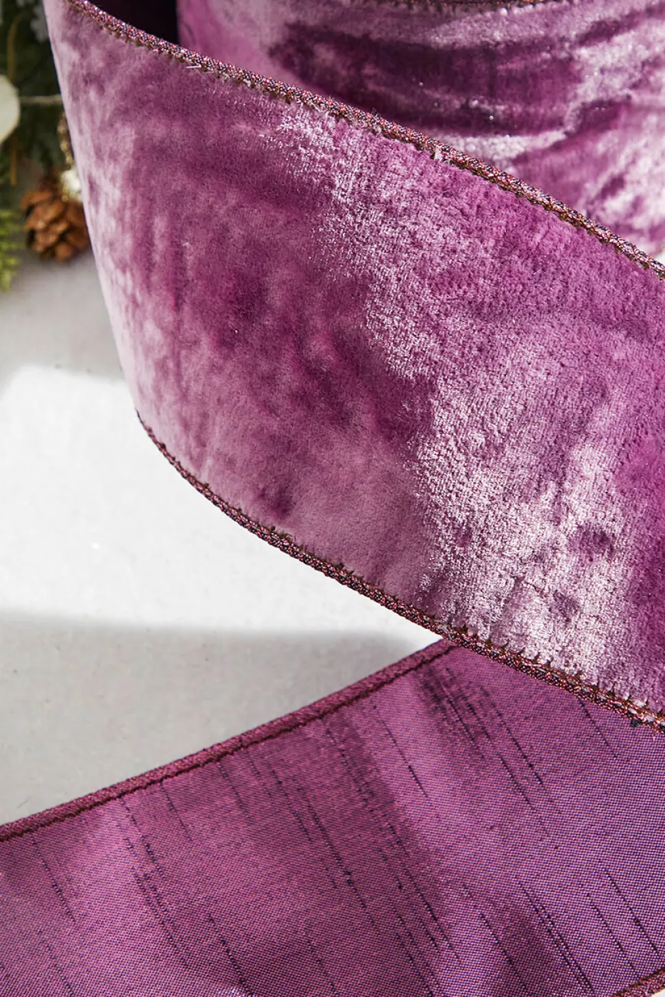 4” x 10 Yard Purple Lavender Crown Velvet Metallic Back Ribbon