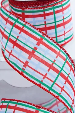 2.5" x 10 Yard Red/Blue/Green Plaid Wired Ribbon
