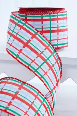 2.5" x 10 Yard Red/Blue/Green Plaid Wired Ribbon