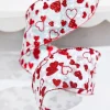 2.5" X 10 Yard Red Glitter Heart Sheer White Ribbon