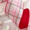 4" x 10 Yard Red/Green/Pink on White Plaid Ribbon