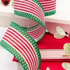 2.5" x 10 Yard Red & Green Stripes with Polka Dots Ribbon