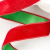1.5" x 10 Yard Red & Green Velvet with Satin Backing Ribbon