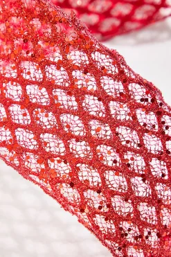 4" x 10 Yard Red Mesh Wired Ribbon