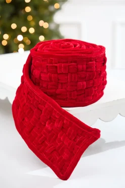 5" x 3 Yard Red Velvet Braided Ribbon
