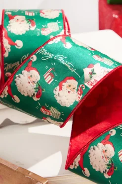 4" x 10 Yard Retro Jolly Old Saint Nick Ribbon