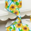2.5" x 10 Yards Blue Sunflower Ribbon