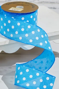 2.5" x 10 Yards Bright Blue Polka Dot Ribbon