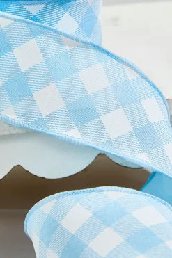 2.5" x 10 Yards Diagonal Blue Check Ribbon
