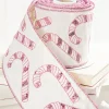 4" x 5 Yard Sequin Embroidered Pink Candy Cane Ribbon
