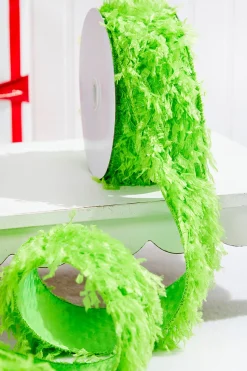 2.5" x 10 Yards Furry Green Ribbon