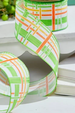2.5" X 10 Yards Green Plaid Ribbon