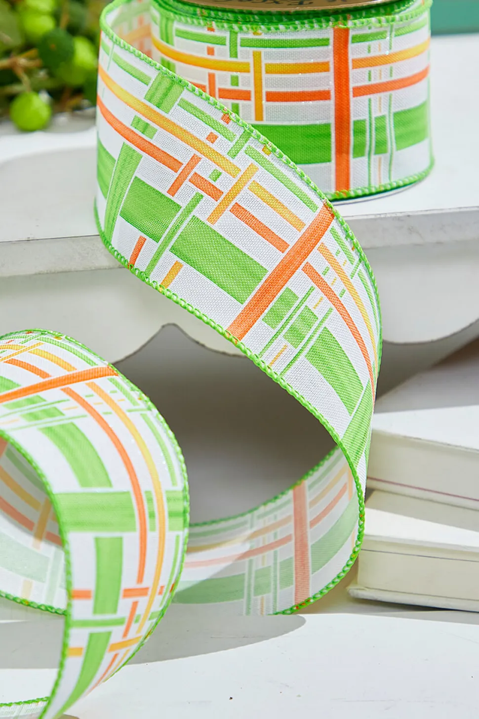 2.5" X 10 Yards Green Plaid Ribbon