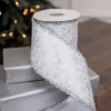 4" x 5 Yard Snowflake Sparkle Print Dupion Ribbon