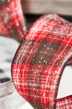 4” x 10 Yard Snowy Plaid Wired Ribbon