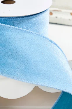 2.5" x 10 Yard Soft Blue Wired Velvet Ribbon