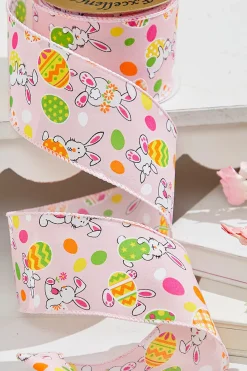 2.5" x 10 Yards Pink Bunny Eggs Ribbon