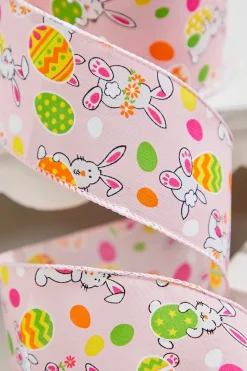 2.5" x 10 Yards Pink Bunny Eggs Ribbon