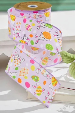 2.5" x 10 Yards Purple Bunny Eggs Ribbon